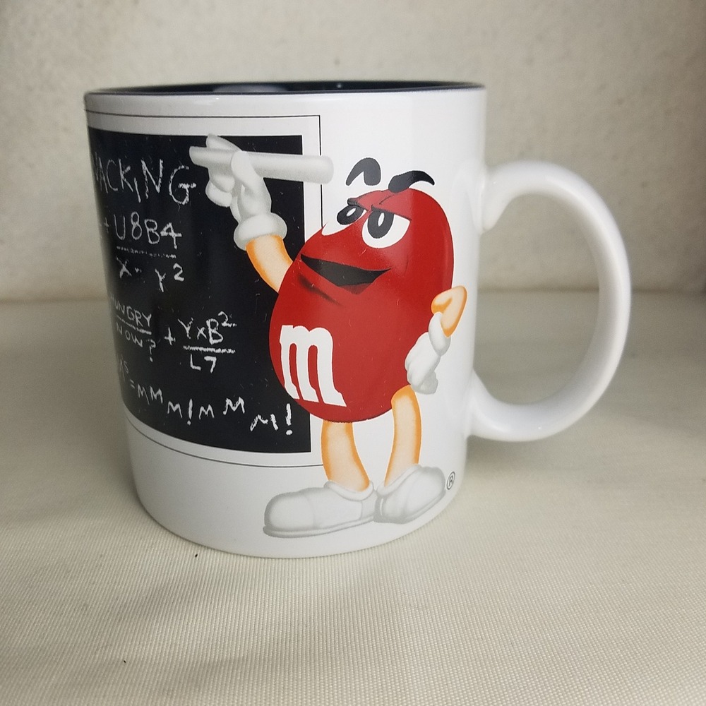 M&M Math Dept University Coffee Mug Red M Character Chalkboard Las Vegas NWOT